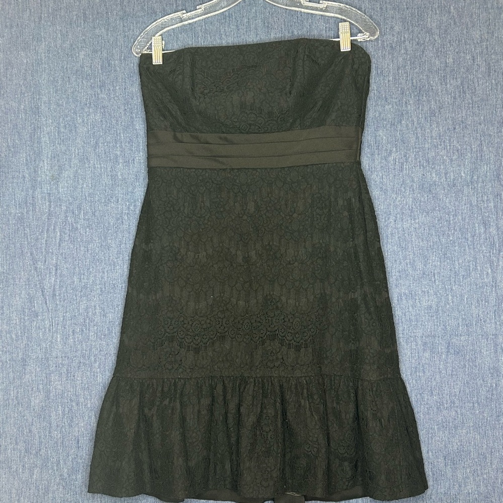 White House Black Market Black Strapless Lace Dress